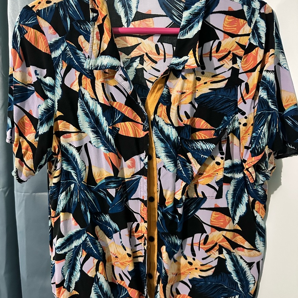 Wild Fable Vibrant Leaf Print Button-Down Shirt